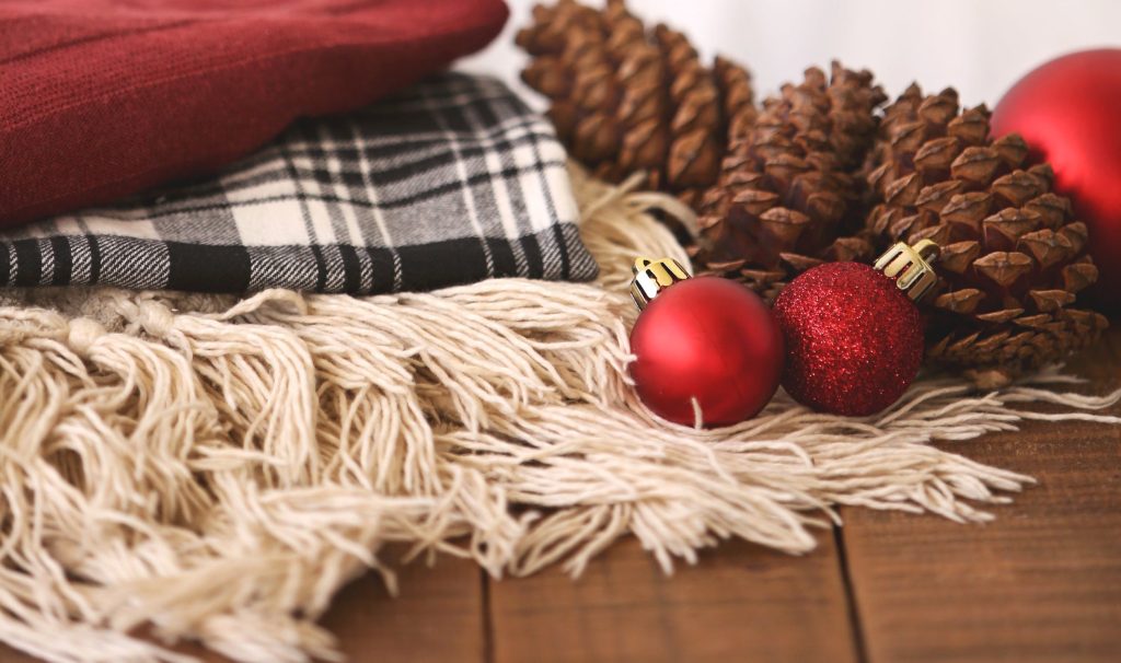 holiday decor and blankets