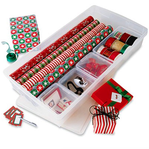 holiday wrapping paper organization