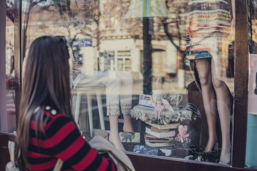 woman window shopping