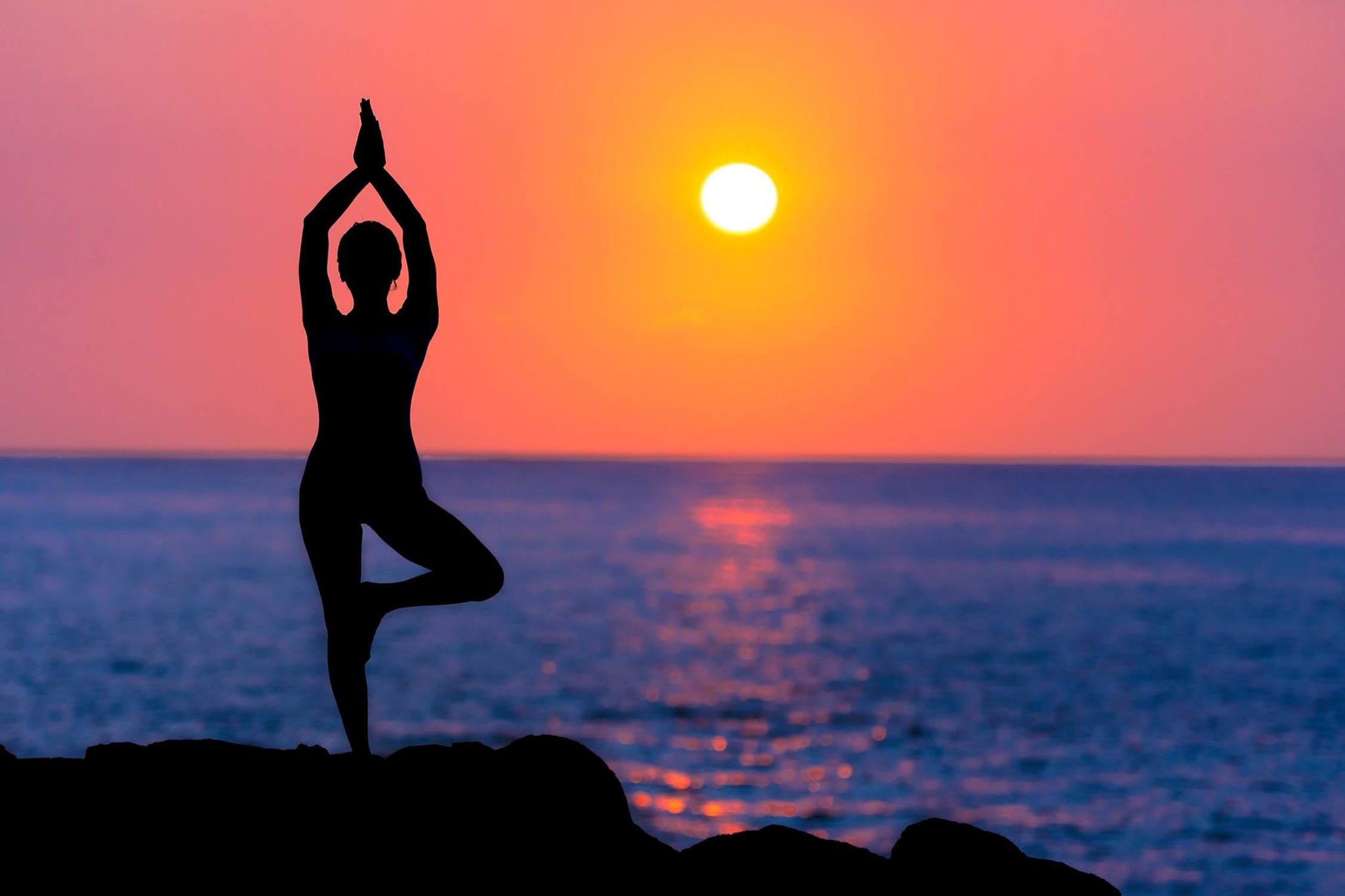 sunset yoga pose