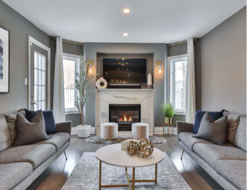 organized living room by a fresh space