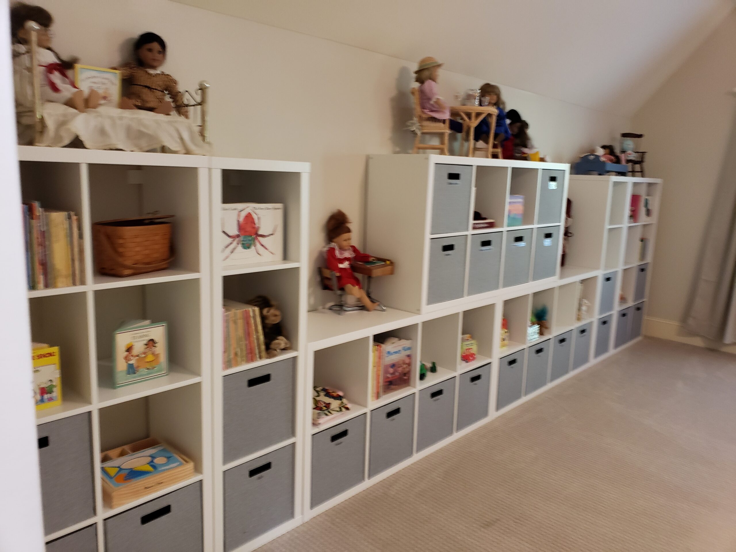 playroom organization furniture mounted to the wall