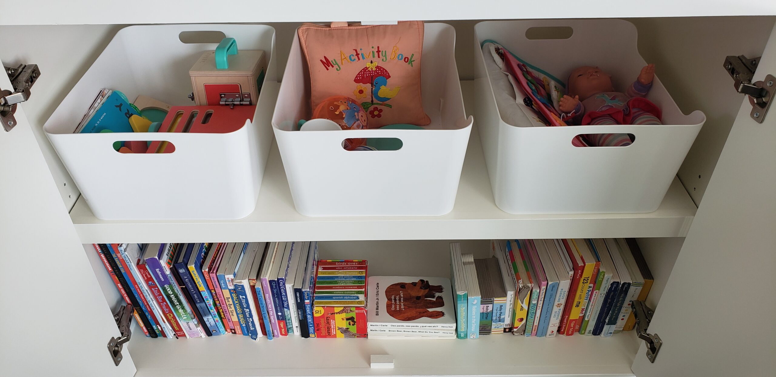 memory bins for kids playroom